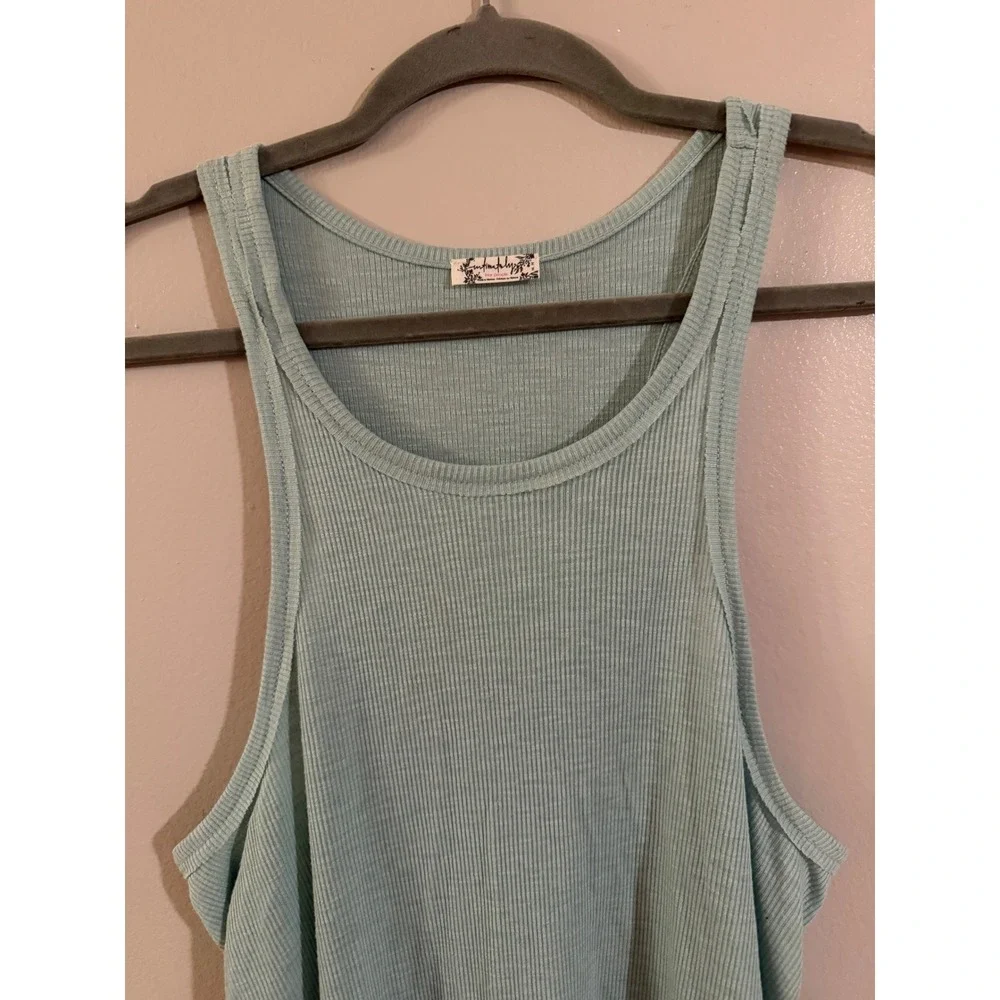 Intimately Free People Ribbed Racerback Tank Top Mint Green Sleeveless Womens M